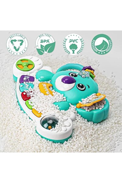 iTin 4 in 1 interactive baby toy, musical organ with lights and sounds, koala bear, turquoise