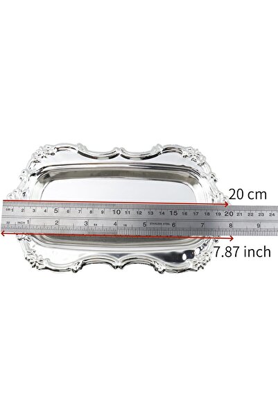 Generic Koluxi Vintage Rectangular Metal Serving Tray - Silver (1 piece)