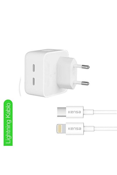 Kensa PD 50W Lightning Hızlı Şarj Başlığı + Kablo | iPhone Uyumlu Güç Koruma Çipli