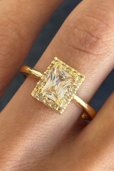 TAKIŞTIR Gold Color Solitaire Adjustable Ring