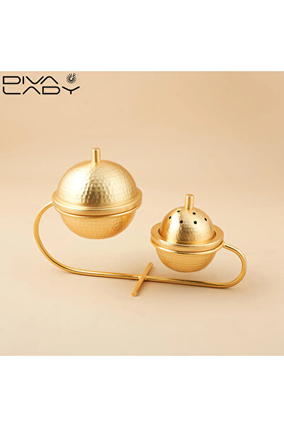 DIVA LADY طقم مبخرات فاخر بتصميم كروي ذهبي مزدوج من 👑