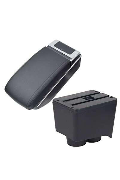 AVR Armrest for VW Polo 4 9N (10.2000-01.2012) model 7H, black faux leather, USB