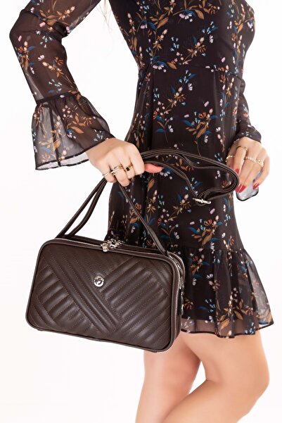 Gondol Women's Daily Crossbody Bag Gp.1327 Brown Quilted