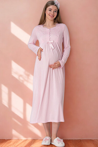 bigmama قميص نوم أنيق للحوامل من دانيتيلي - 100% قطن ممشط - سهولة الرضاعة - م...