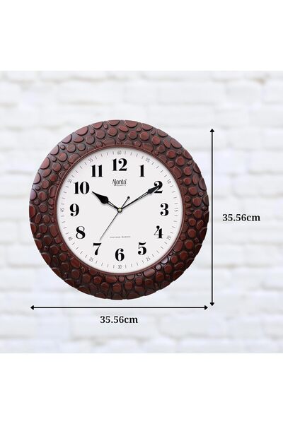 ajanta Plastic Wall Analogue Clock 14 Inches Vintage Sweep Wall Clock (No Tik Tik), Brown