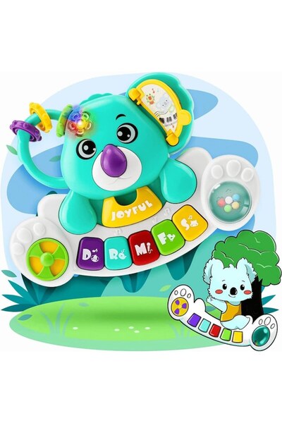 iTin 4 in 1 interactive baby toy, musical organ with lights and sounds, koala bear, turquoise