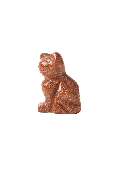 craftmystic Φιγούρα γάτας χρυσής άμμου 4cm σκαλισμένη στο χέρι από ημιπολύτιμ...