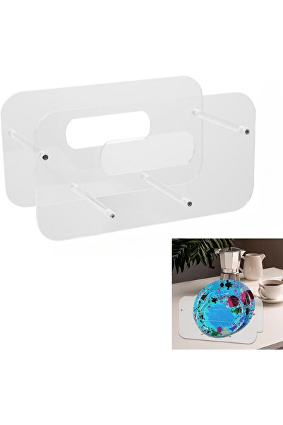 Slasa Transparent Acrylic Plate Stand Elegant Dish Holder 28x13x15 cm
