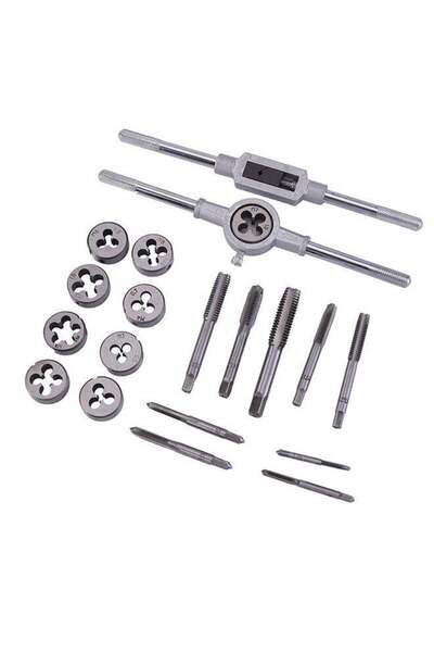 Lawazim Metric Screw Die Set 20 Piece - Tap and Die Threading Tool Kit with Handles and Box