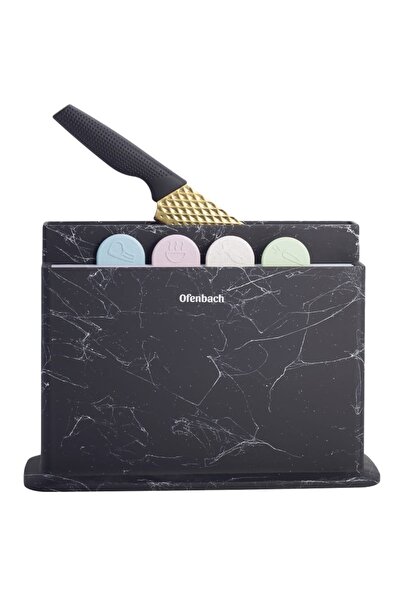 Ofenbach Set of 4 Colored Cutting Boards Kamille with Knife Holder – for Meat, Vegetables, Fish and Bread