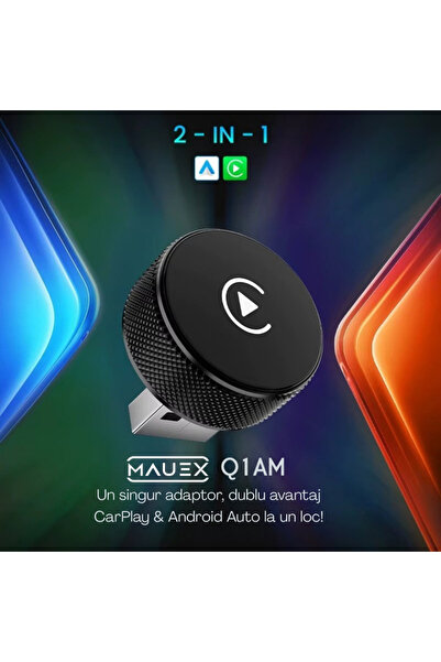 MAUEX Wireless CarPlay & Android Auto Q1AM adapter, USB/Type-C, Plug & Play, Back