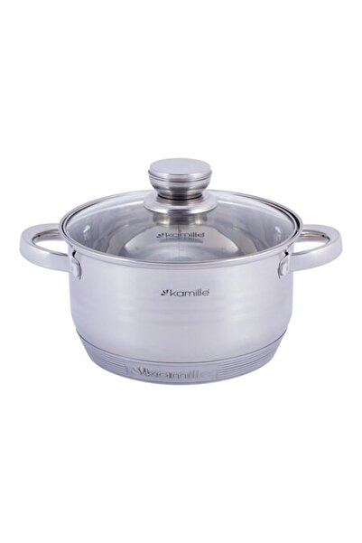 Kamille Stainless Steel Pot 3.0 L with Glass Lid 20cm - Silver