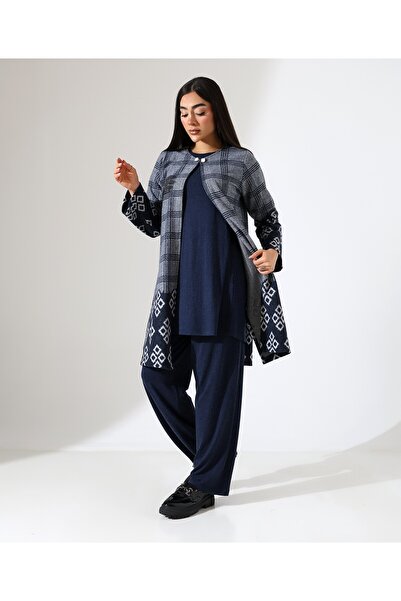 Fi'l Arz Fashion Three-Piece Suit with Cotton Knitted Jacket