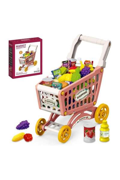 TOY GARDEN Little Story 56-Piece Role Play Market Shopping Cart Toy Set