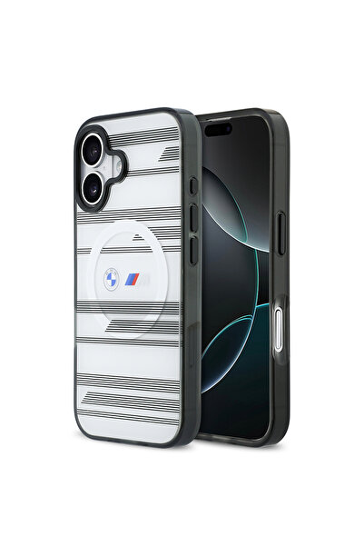 BMW iPhone 17 Uyumlu Kılıf Lisanslı M-safeli Metal Kamera Butonlu Yatay Şerit...