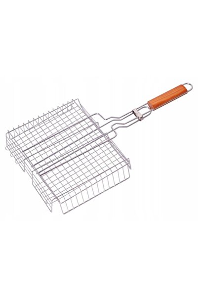 CKAYT Plasă pentru grătar - 31 cm, cu pereți laterali și mâner din lemn (31x2...