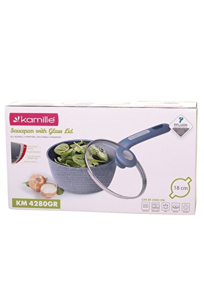 Kamille saucepan, granite coating, glass lid, 1.8 L, induction, 18x8 cm