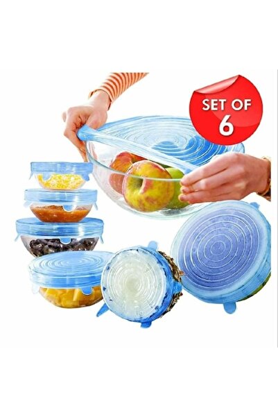 Fabrilux Set of 6 reusable silicone elastic lids for containers, fruits and vegetables