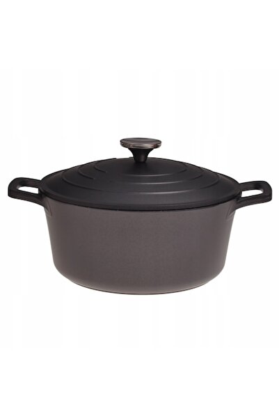 Kamille Aluminum Marble-Coated Pot with Lid, 4.5 L (24 x 11 cm), Black