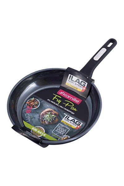 Kamille KM-4414 Frying Pan, Forged Aluminum, ILAG Non-Stick, 28x5.5 cm, Black