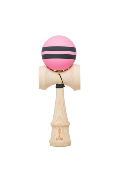 Karo Kendama Grip din cauciuc cu dungi din lemn de fag, roz și negru