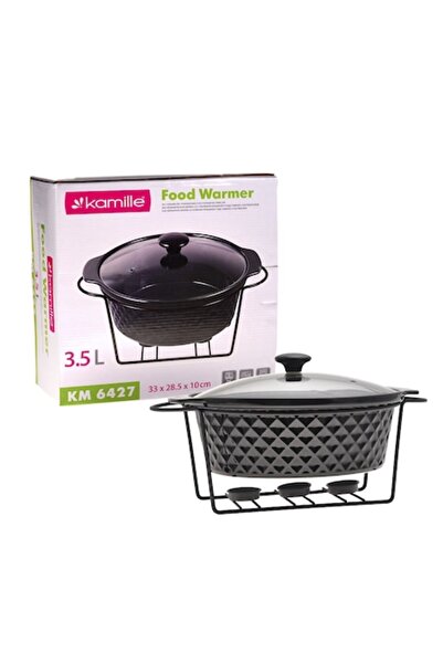 Kamille KM-6427 Vas ceramic rezistent la căldură cu încălzitor pentru lumânări și capac de sticlă, 3,5 l