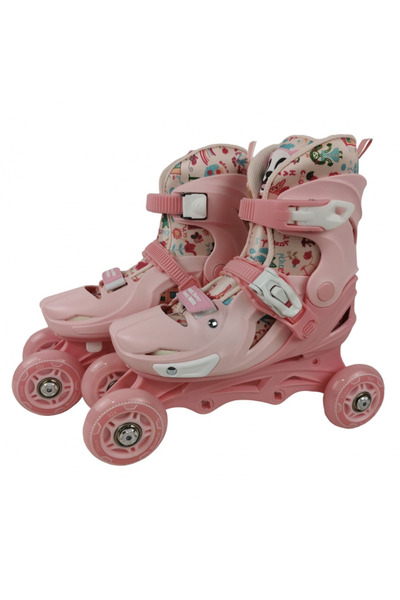 Krista 2 in 1 kids roller skates, R011S with helmet, elbow, knee pads, adjustable sizes 33-36 pink M