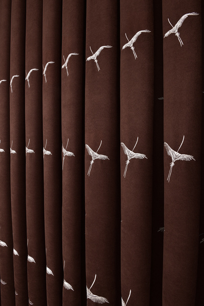 Setekshome Κουρτίνα με κεντημένο σχέδιο Φοίνικας Καφέ