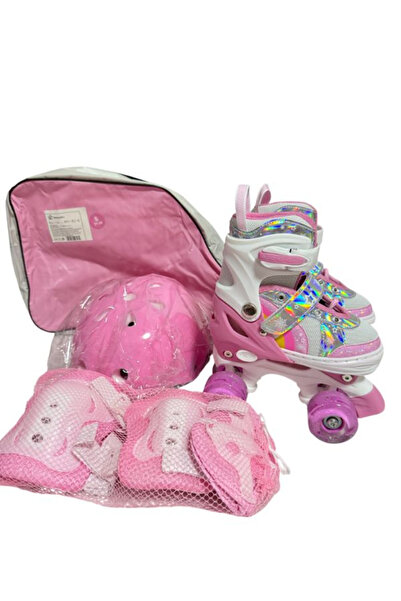 Krista Children's Roller R01 with 4 wheels with lights, adjustable sizes 27 - 30, pink, XS, XS
