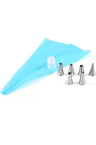 topbazar set de 6 duze din oțel inoxidabil cu adaptor și poș de ornat din silicon