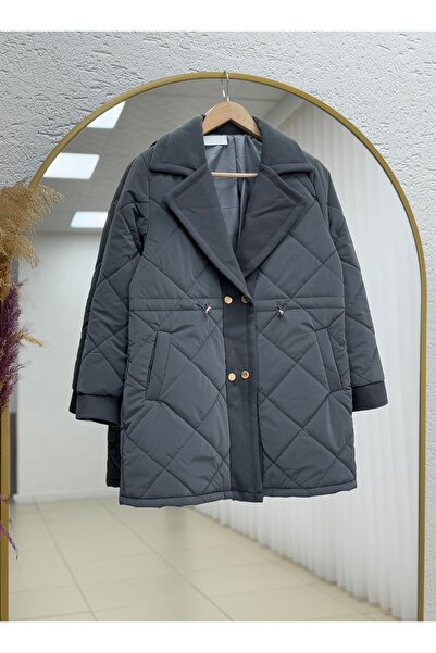 BENAHOLL Κοντό παλτό με καπιτονέ με κουμπιά Alva-EN2108 Ανθρακί