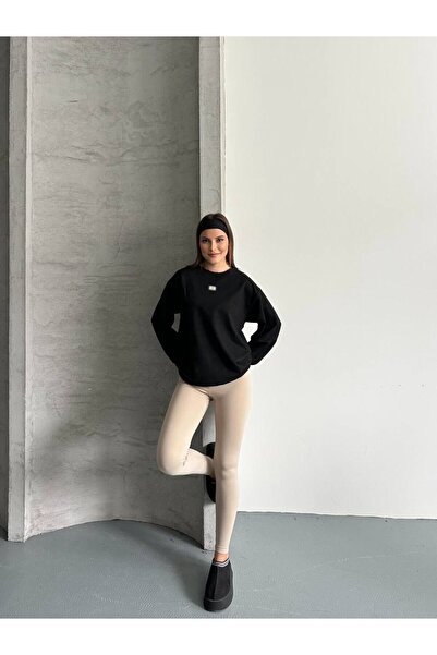 MODA Cvn K Embroidered Black Long Sleeve Sweatshirt