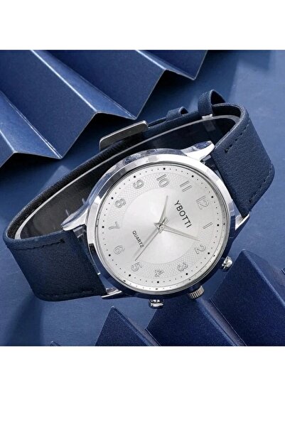 1way An elegant leather wristwatch with a classic design and an Arabic silver dial.