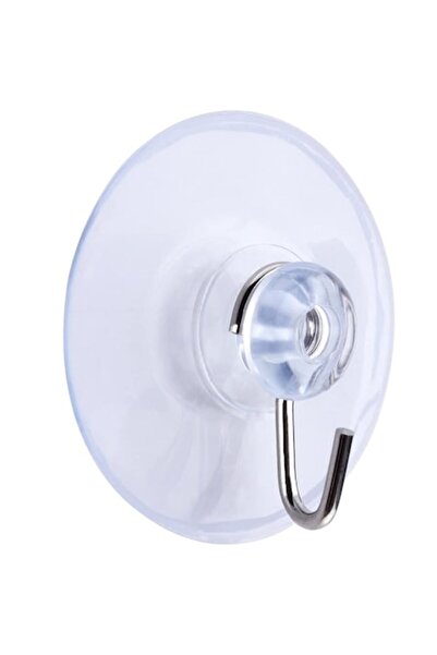 Fabrilux Set of 12 Transparent Suction Cup Hooks 4.5 cm (Soft Rubber, Chrome ...