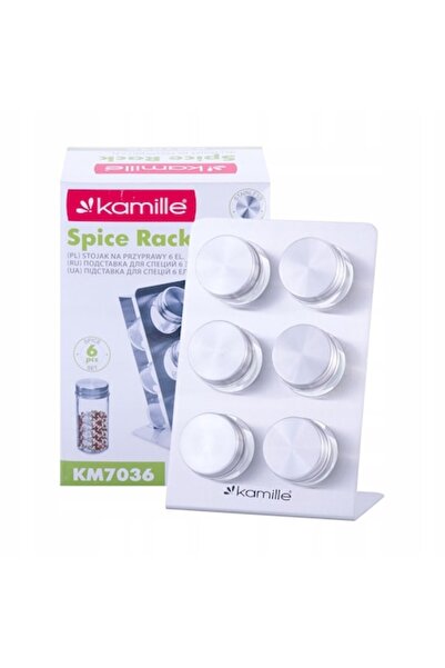 Kamille Set suport pentru condimente, 6 recipiente din sticlă, oțel inoxidabi...