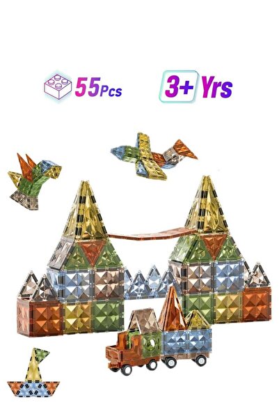 TOY GARDEN مجموعة ألعاب STEM Magic Magnetic Blocks للأطفال - بلاط مغناطيسي مل...