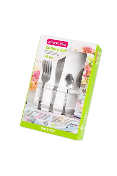 Kamille 24-piece cutlery set, stainless steel, for 6 people, glossy, elegant