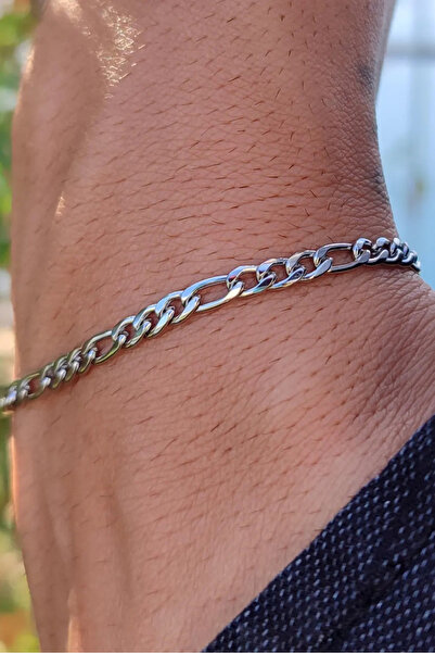 Takı Dükkanı Figaro Stainless Steel Bracelet Unisex Men's Bracelet Chain Ack06B-2
