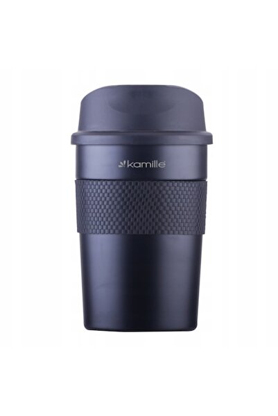 Kamille thermal mug KM-2049, stainless steel, anti-slip, black, 360 ml