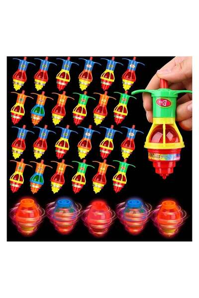 TOY GARDEN 20pcs LED Spinning Top Glow In The Dark Party Favors for Kids