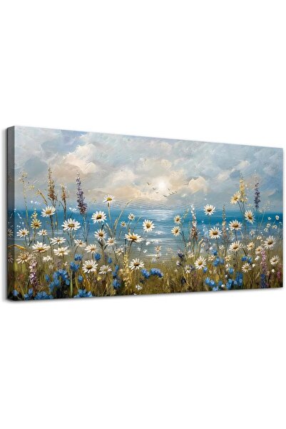 Emoda home Trove لوحة فنية جدارية من قماش الزهور البيضاء (60×120 سم مؤطرة) - ...