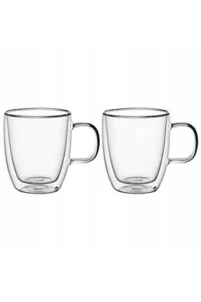 Kamille Set de 2 pahare izolate, sticlă borosilicată, transparente, 350 ml