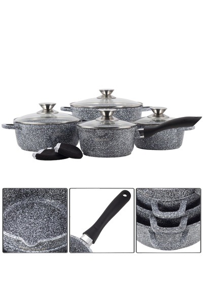 Kamille Ofenbach 8-piece cookware set, granite, 1.35L-4.5L, multicolor