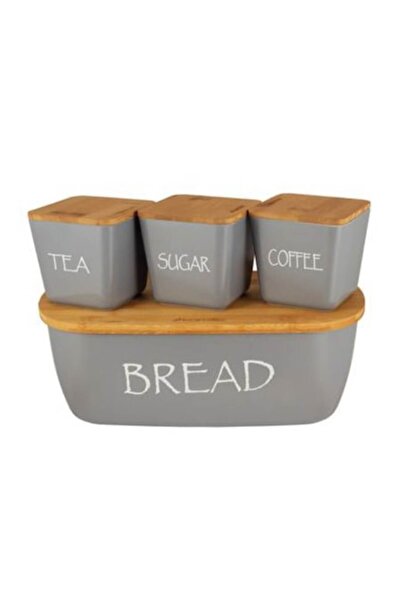 Kamille KM-1133 bread box and spice jar set, gray