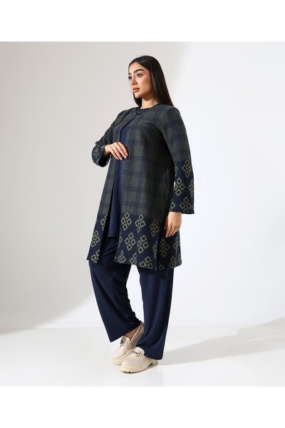 Fi'l Arz Fashion Three-Piece Suit with Cotton Knitted Jacket