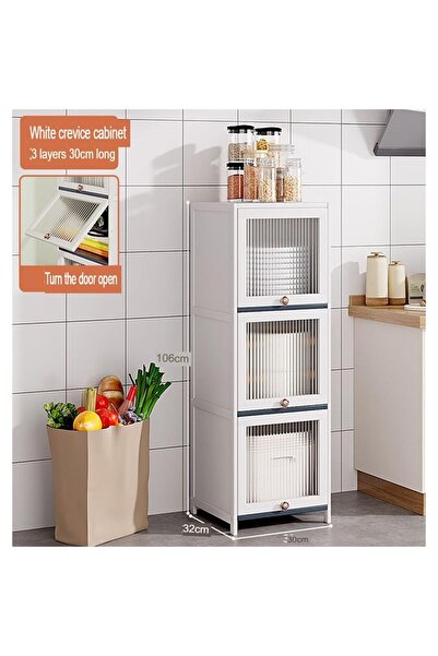 KEKE 3 Tier Multifunctional Kitchen & Bathroom Ultra-Narrow Bathroom Gap Storage Cabinet Rack