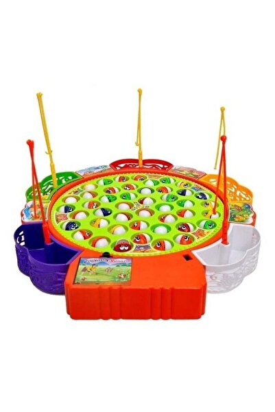 TOY GARDEN لعبة صيد السمك، لوحة دوارة متعددة الألوان مع موسيقى، 45 سمكة و5 صن...