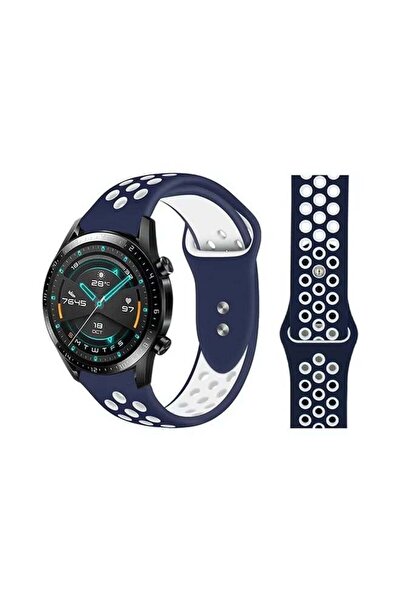 Promass Stylish Silicone Replacement Band For Huawei Watch GT/GT2 Midnight Blue White