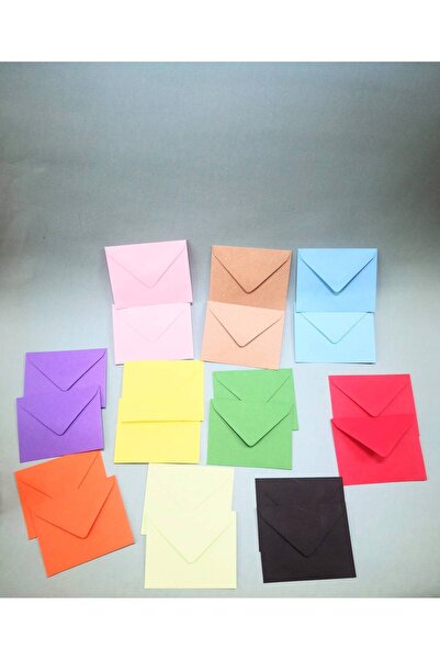 Misyon Renkli Mini Zarf Seti 10 Renk, Renkli Yapışkanlı Zarf ve Hediye Notu Z...