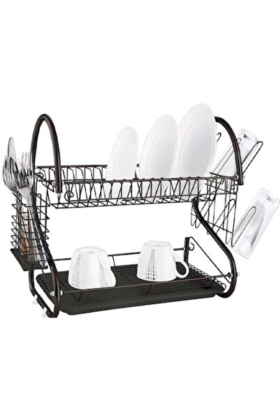 Kamille Scurgător de vase, cu 2 niveluri, cu tavă, negru, KM0765B